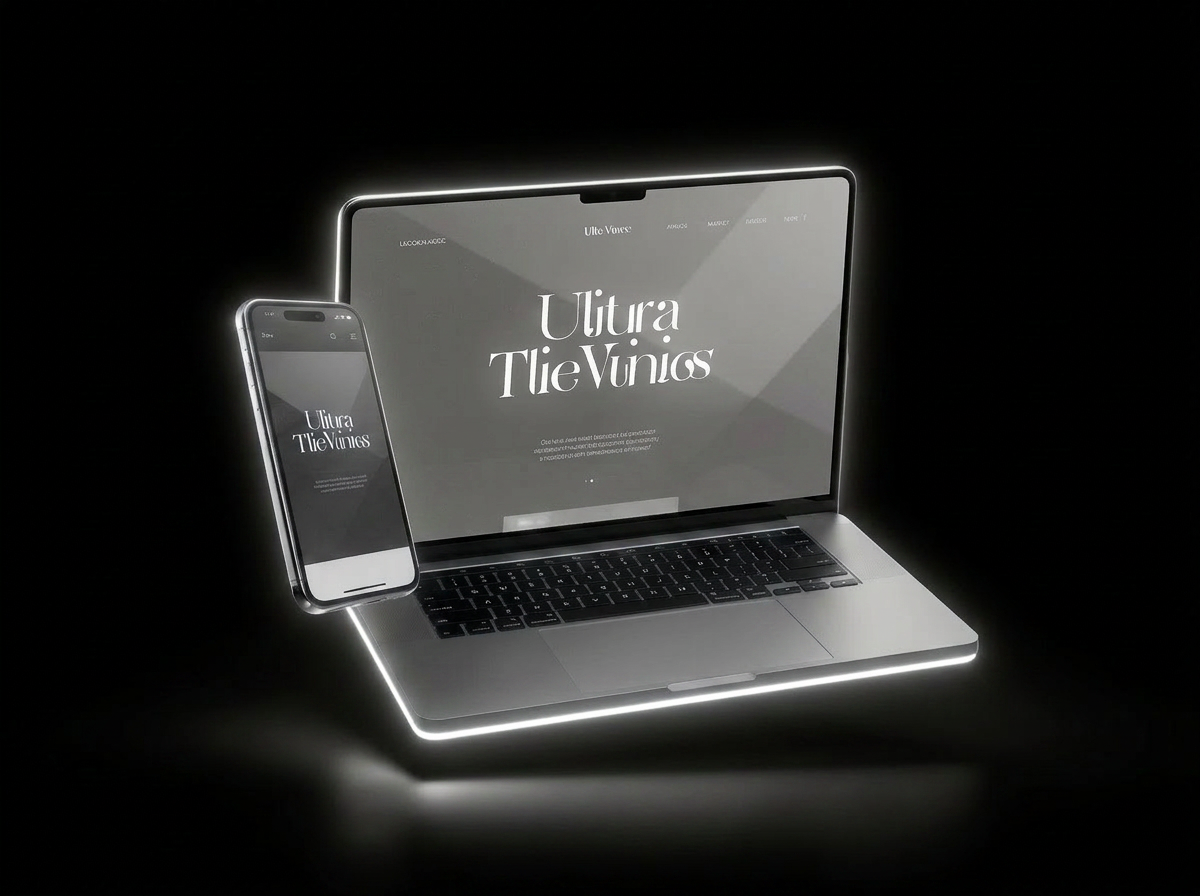 Luxury website mockup on laptop and phone